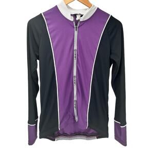 Canari Cycling Jersey Womens XL Purple Black Full Zip Long Sleeve SNAGS
